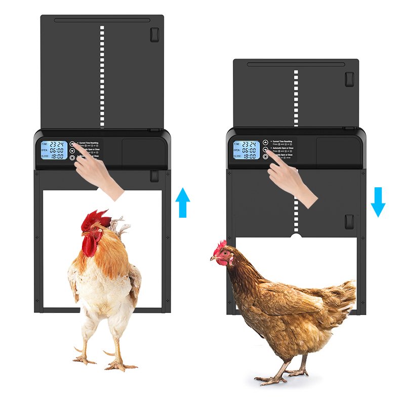 automatic Battery Operated Operated Chicken coop timer door with LCD display Anti-Pinch Chicken coop door