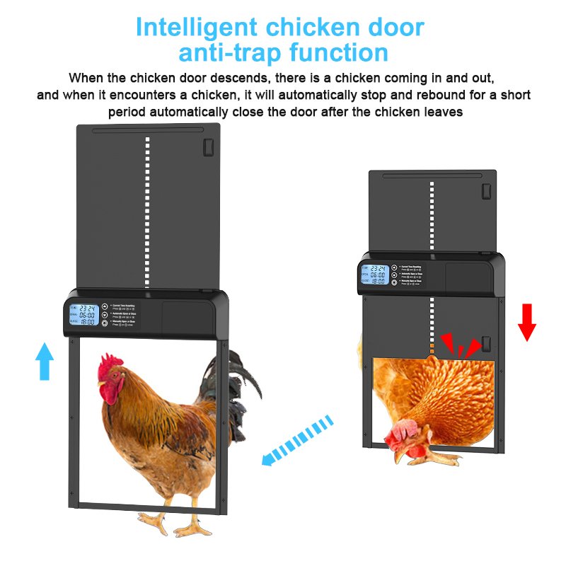 automatic Battery Operated Operated Chicken coop timer door with LCD display Anti-Pinch Chicken coop door