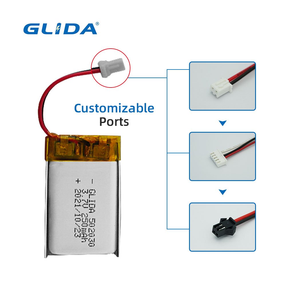 502030 3.7v 250mah rechargeable lipo portable lithium battery for electronic products