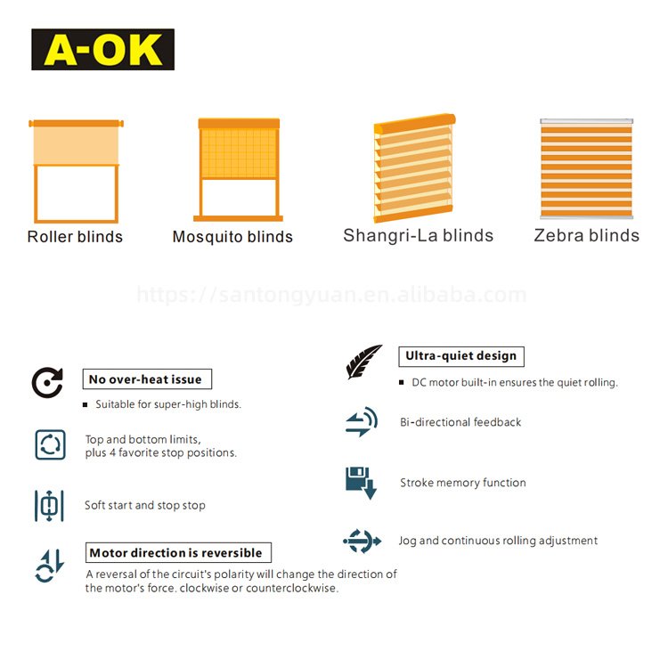 A-OK AM28-1.8/25-MEL-P AC Input Electronic Limit Radio Motorized Roller Blinds Shutter 28mm AOK Tubular Motor