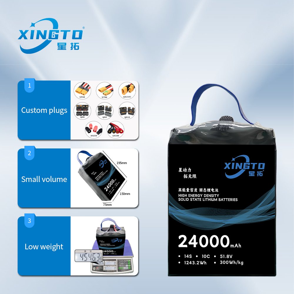 XINGTO 14S 24000mAh 51.8V 300Wh/kg 10C High Energy Density Solid Sate LiPo Battery For Drone/UAV