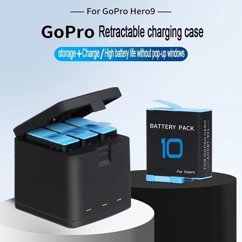 Nobi Battery 1800 mAh For GoPro Hero 10 3 Way LED Light Battery Fast Charger Box TF Card Storage For GoPro Hero 9 Accessories