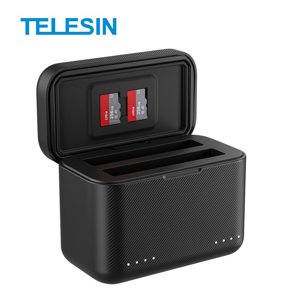 TELESIN camera accessories for Insta360 X4 Portable Dual Slot with indicator light Battery Storage Charging Box