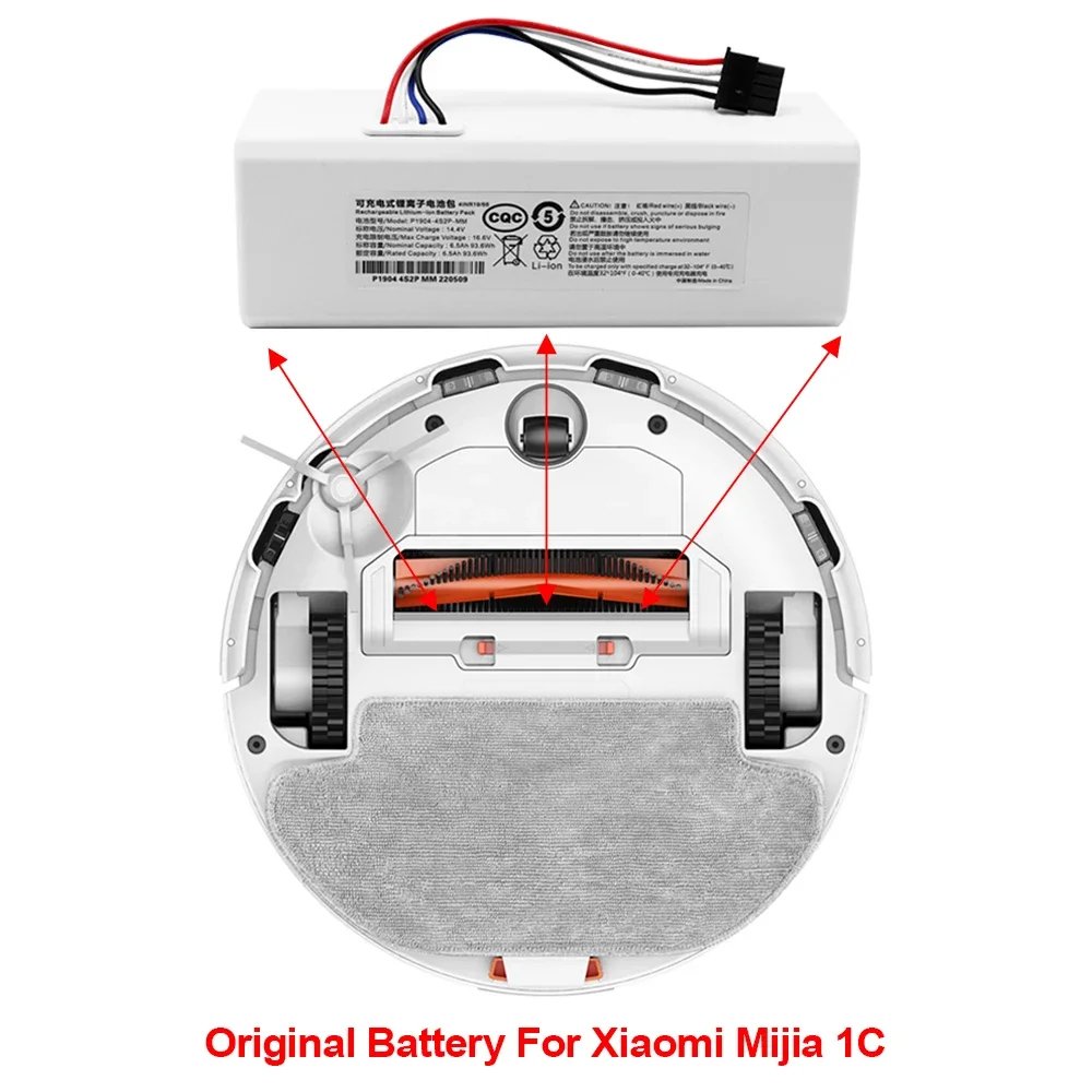 Fit For Xiaomi Robot Vacuum cleaner battery Mop For Mijia STYTJ01ZHM Parts of Water Tank Dustbin Battery 2600mAh P1904-4S1P-MM