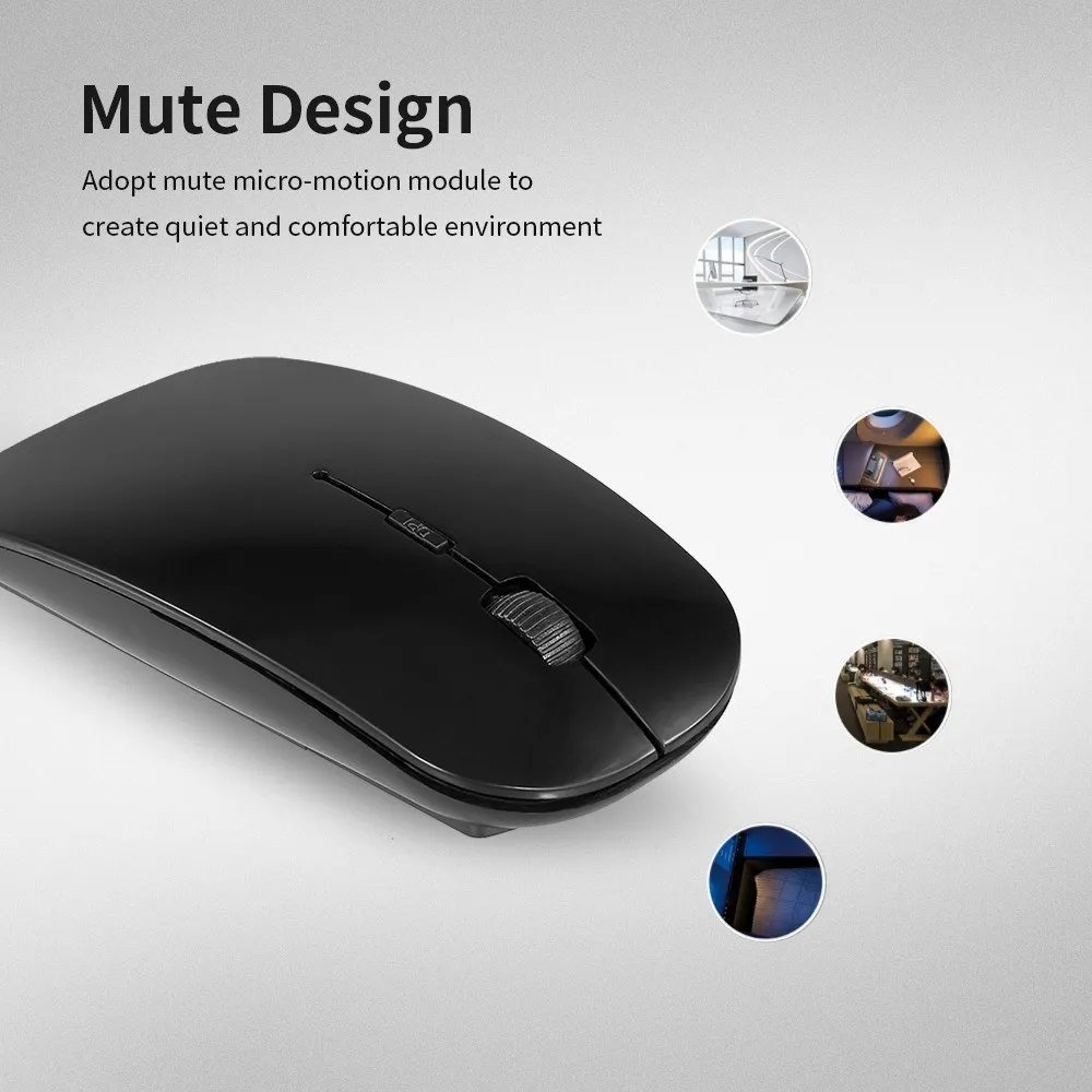 Computer Accessories Hardware Software Computer Gaming Mouse Wireless 2.4ghz Optical Rechargeable Mouse With USB Charging Cable