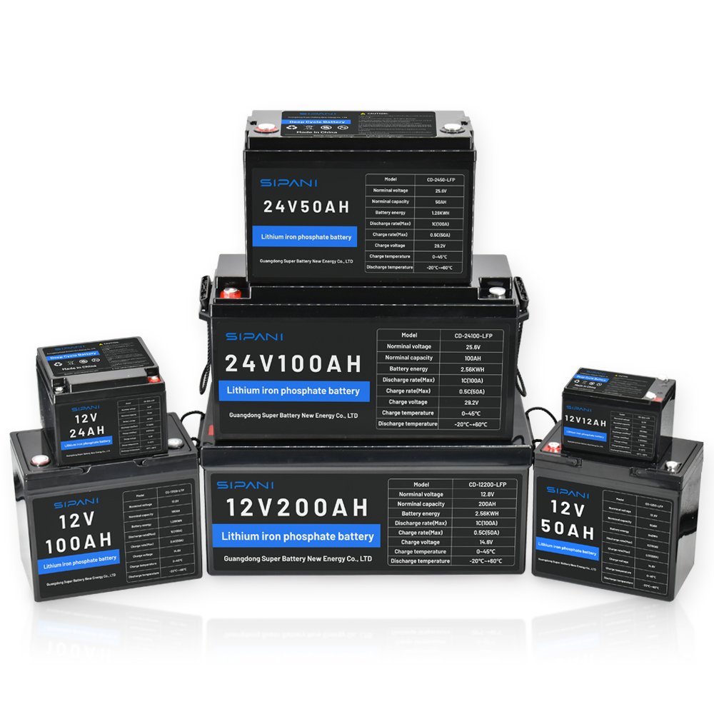 Grade A+ 12V 24V 36V 48V lfp4 Battery 50ah 24ah 12ah LiFePO4 Battery for Electric Vehicle Boat Golf Carts Residential