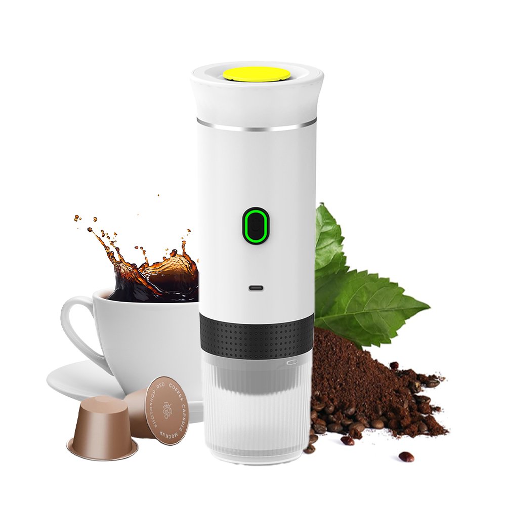 Travel Espresso Machine Heating Water Mini Portable Coffee Maker Compatible with Ground Coffee Small Large Capsules