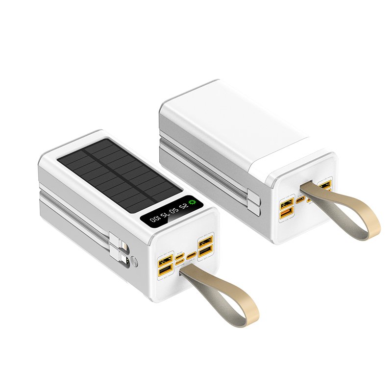 2024 New Hot selling Product Outdoor Solar Lighting Built in Fast Charging Cable Large Capacity 50000mah Mobile Power Bank