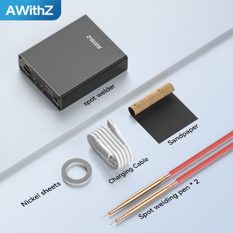 Awithz 0.25mm Nickel Sheet 5000mAh Mini Portable Lithium Welding Machine Battery Spot Welder for Phone Repair 18650 Battery DIY