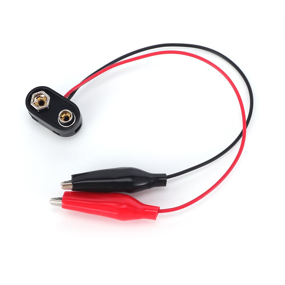 Safety voltage 9V I-type hard button battery clip red and black dual-wire battery accessories