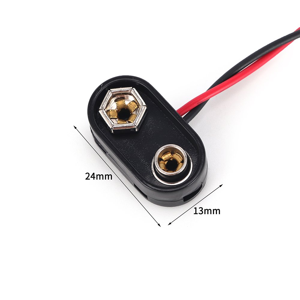 Safety voltage 9V I-type hard button battery clip red and black dual-wire battery accessories