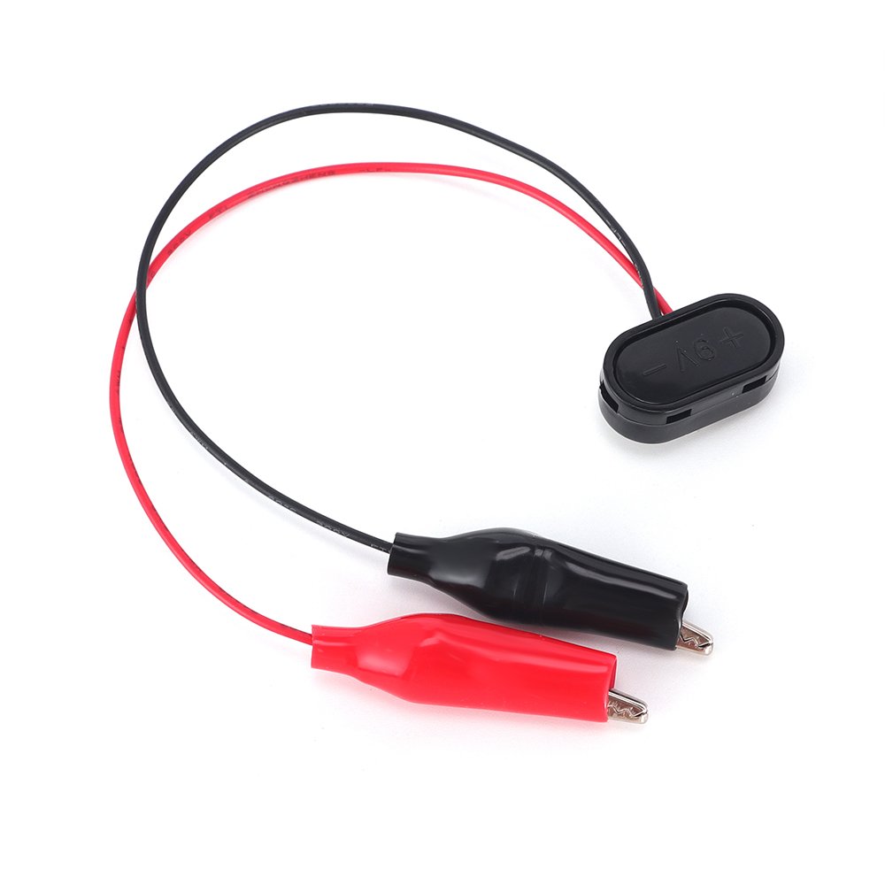 Safety voltage 9V I-type hard button battery clip red and black dual-wire battery accessories