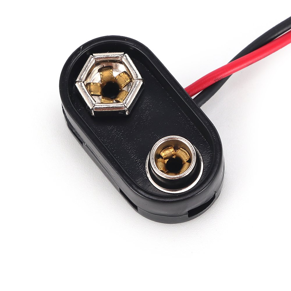 Safety voltage 9V I-type hard button battery clip red and black dual-wire battery accessories