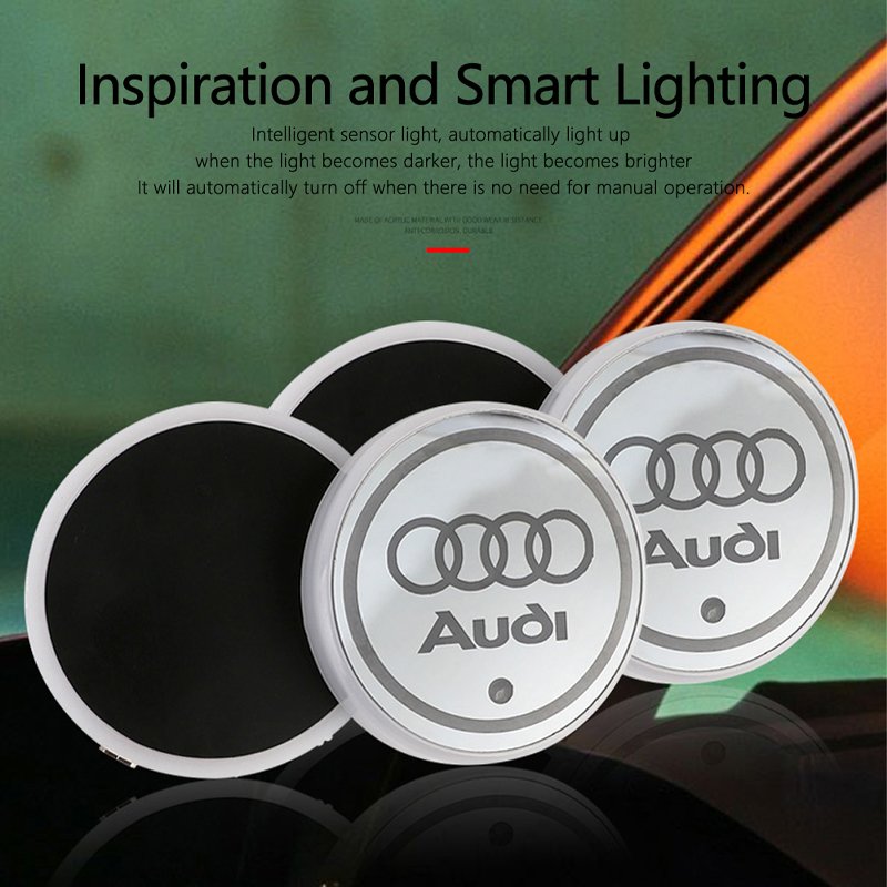 Car Logo LED Water Drink Bottle Cup Mat USB Rechargeable Intelligent Colorful Luminous Coaster RGB colorful