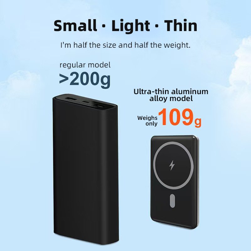 Upgrade Aluminum Slim 9mm Mobile Accessories Fast Charging Portable Wireless Magnetic Power Banks 10000mah