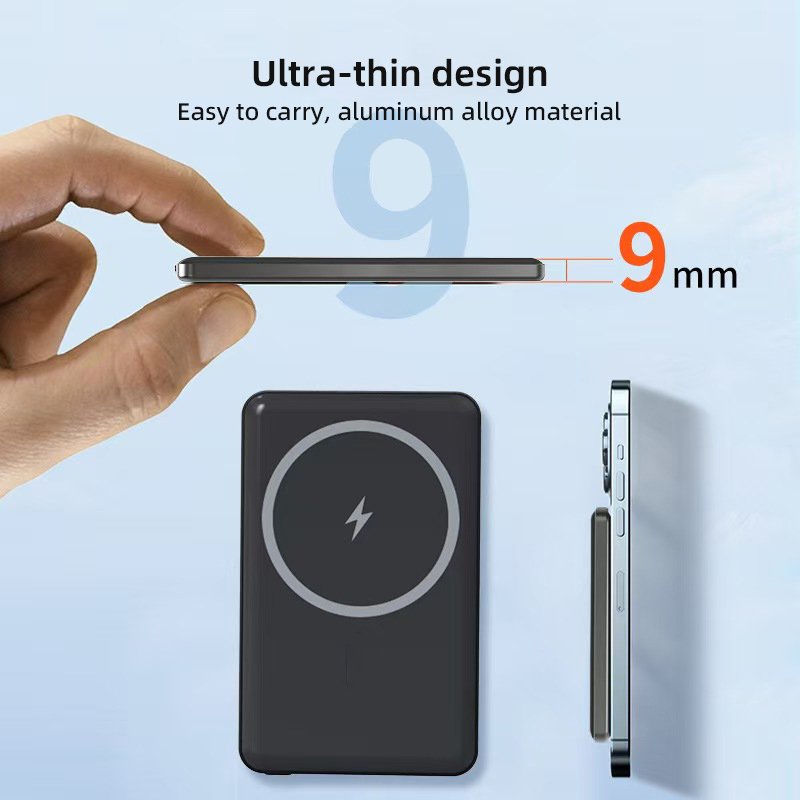 Upgrade Aluminum Slim 9mm Mobile Accessories Fast Charging Portable Wireless Magnetic Power Banks 10000mah
