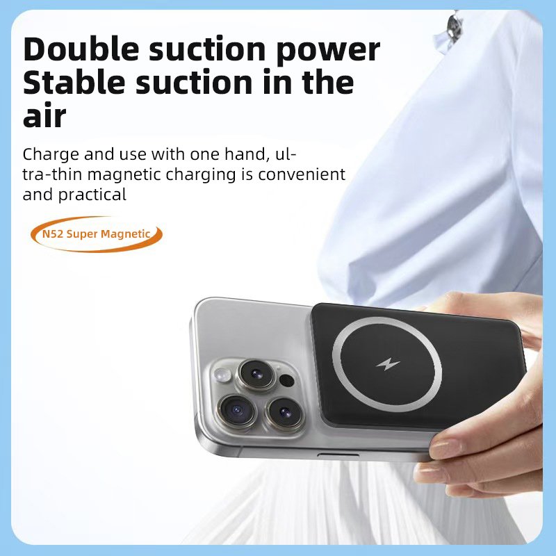 Upgrade Aluminum Slim 9mm Mobile Accessories Fast Charging Portable Wireless Magnetic Power Banks 10000mah