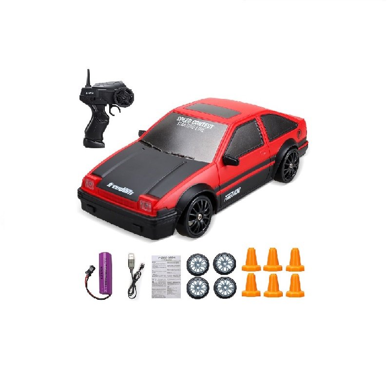 1:24 2.4G 4WD Remote Control High Speed Car With LED & Accessories Drifting Tyres Tires Replaceable R/C car