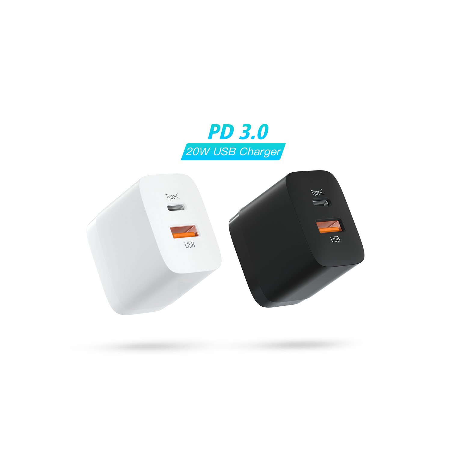 Manufacturer OEM ODM 20W 1 USB A 1 Type C Travel Phone Accessories Portable PD QC Fast Wall Battery Charger Power Supply Adapter