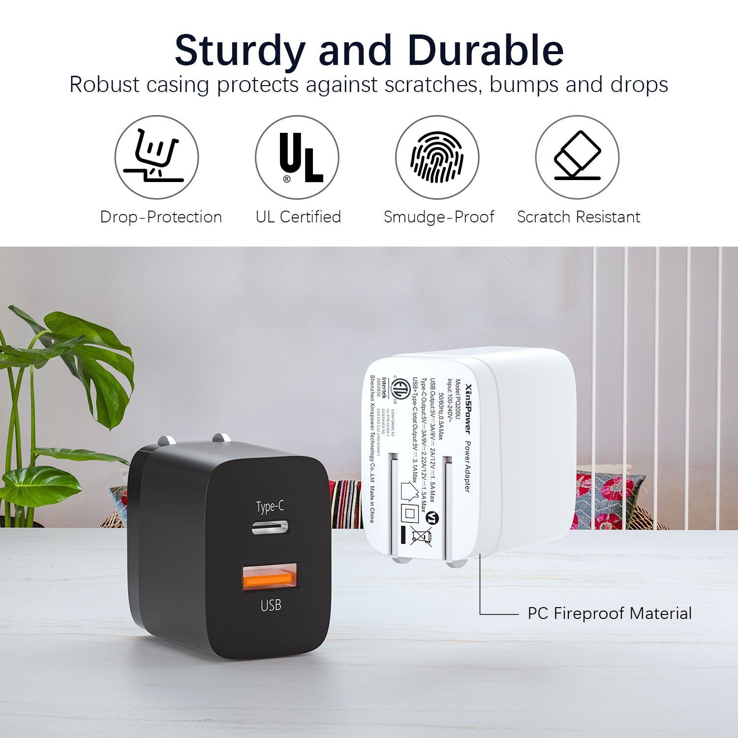 Manufacturer OEM ODM 20W 1 USB A 1 Type C Travel Phone Accessories Portable PD QC Fast Wall Battery Charger Power Supply Adapter
