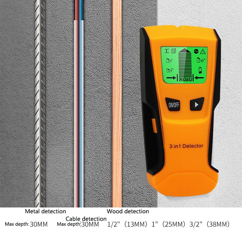 3-in-1 AC Voltage Live Wire Wall Scanner Box Finder Metal Detector Accessories Wood Studs Live Wire Wall Plastic