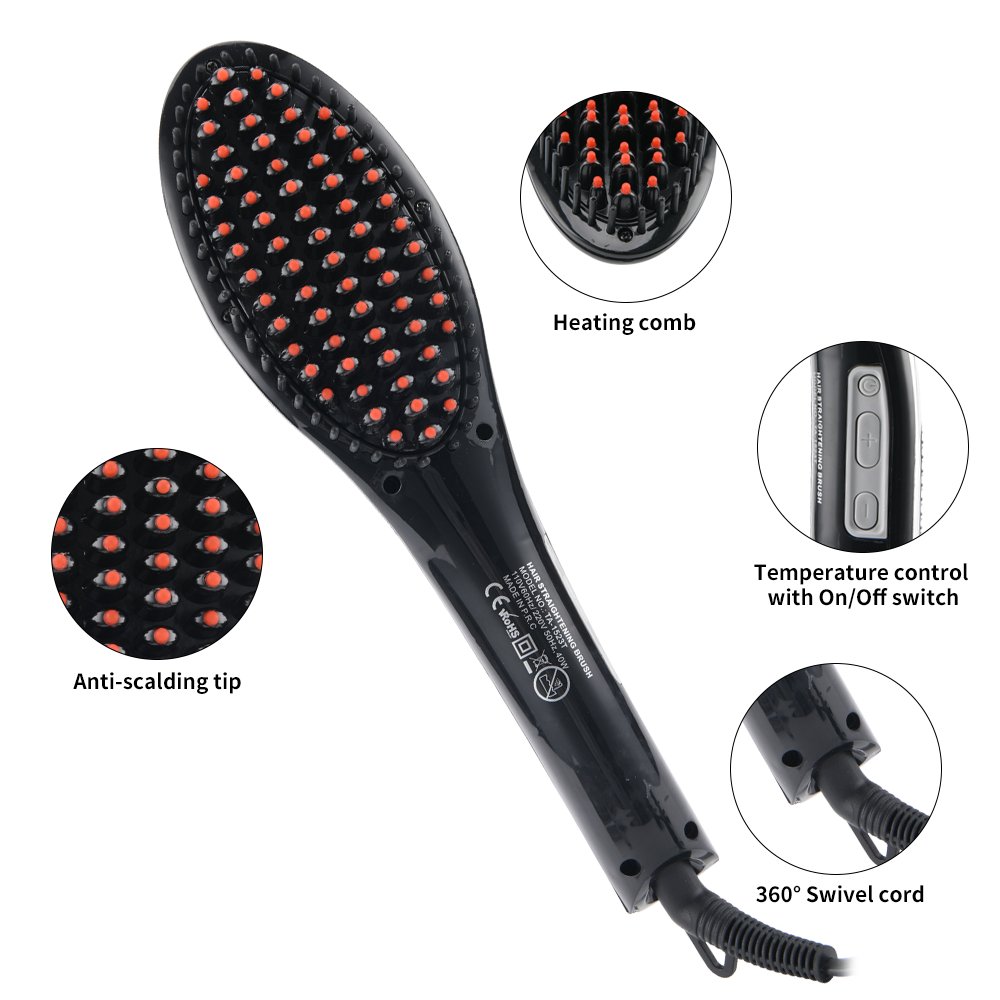 PRITECH Hair Flat Irons Electric Hair Straightener Brush Plastic Battery Powered Non Electric Products Nylon Ionic Brush 50/60HZ