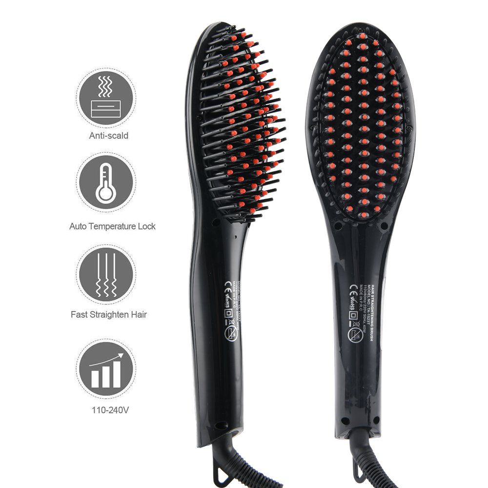 PRITECH Hair Flat Irons Electric Hair Straightener Brush Plastic Battery Powered Non Electric Products Nylon Ionic Brush 50/60HZ