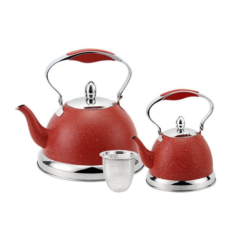 Turkish Stainless Steel Double Tea Kettle 3L+1L Kettle with infuser for stovetop