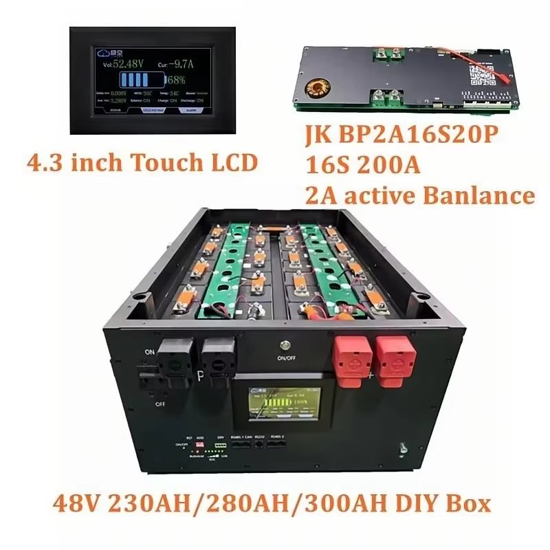 16s diy lifepo4 battery box kit 280AH 48V Lifepo4 battery empty box and bms with 220A air switch