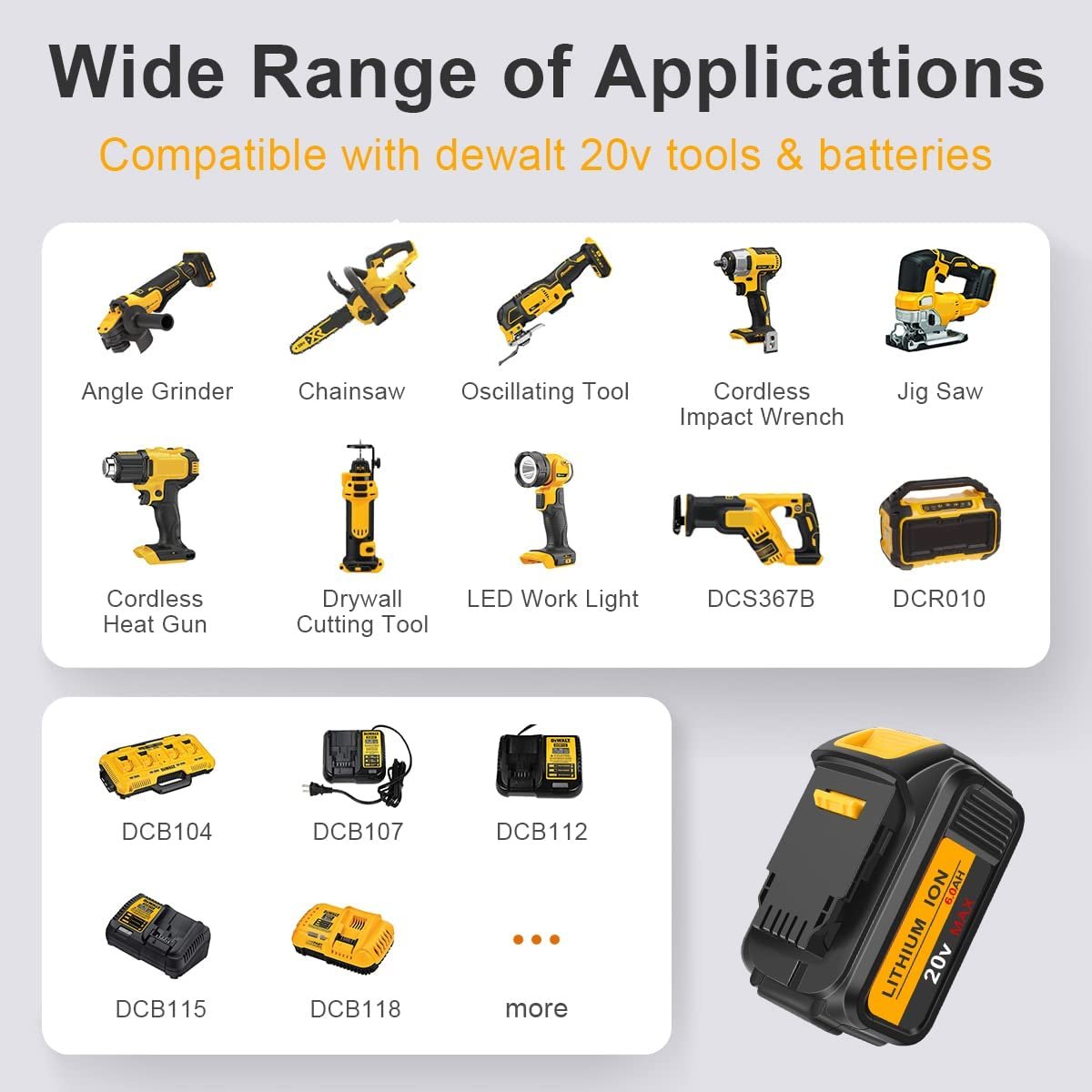 high quality DCB205 20V MAX Battery 3.0Ah 4.0Ah 5.0Ah 6.0Ah power tools accessories lithium ion replacement power tool battery