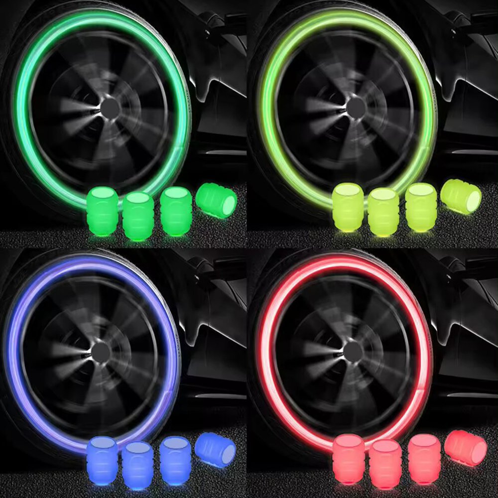 Car Logo Highlight Car Tire Valve Nozzle Cap Luminous Valve Caps For Motorcycle And Bike
