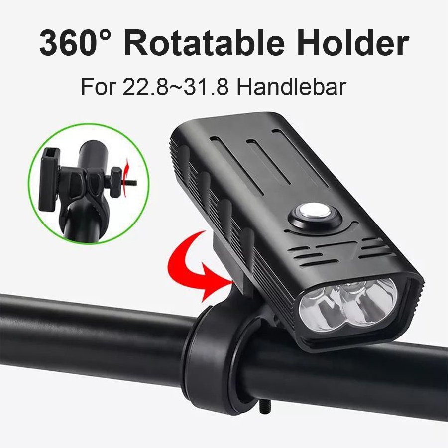 10000mah Power Bank Bike Light 3000 Lumens Bicycle Accessories 5t6 Led Super Bright Bicycle Light And Rear Light