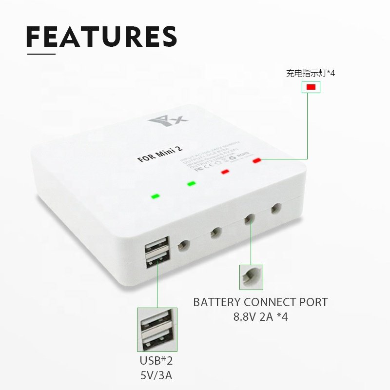Smart Fast Charging Hub 4-Port 8.8V 2A Drone Battery Manager For DJI Mini 2 Battery Remote Controller Drone Accessories