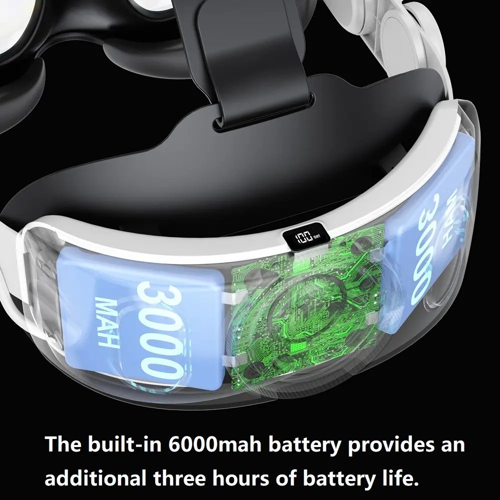 Elite Head Strap Comfortable Sponge Headwear Charging Headset with Built-in 6000mAH Batteries for Meta Quest 3 VR Accessories