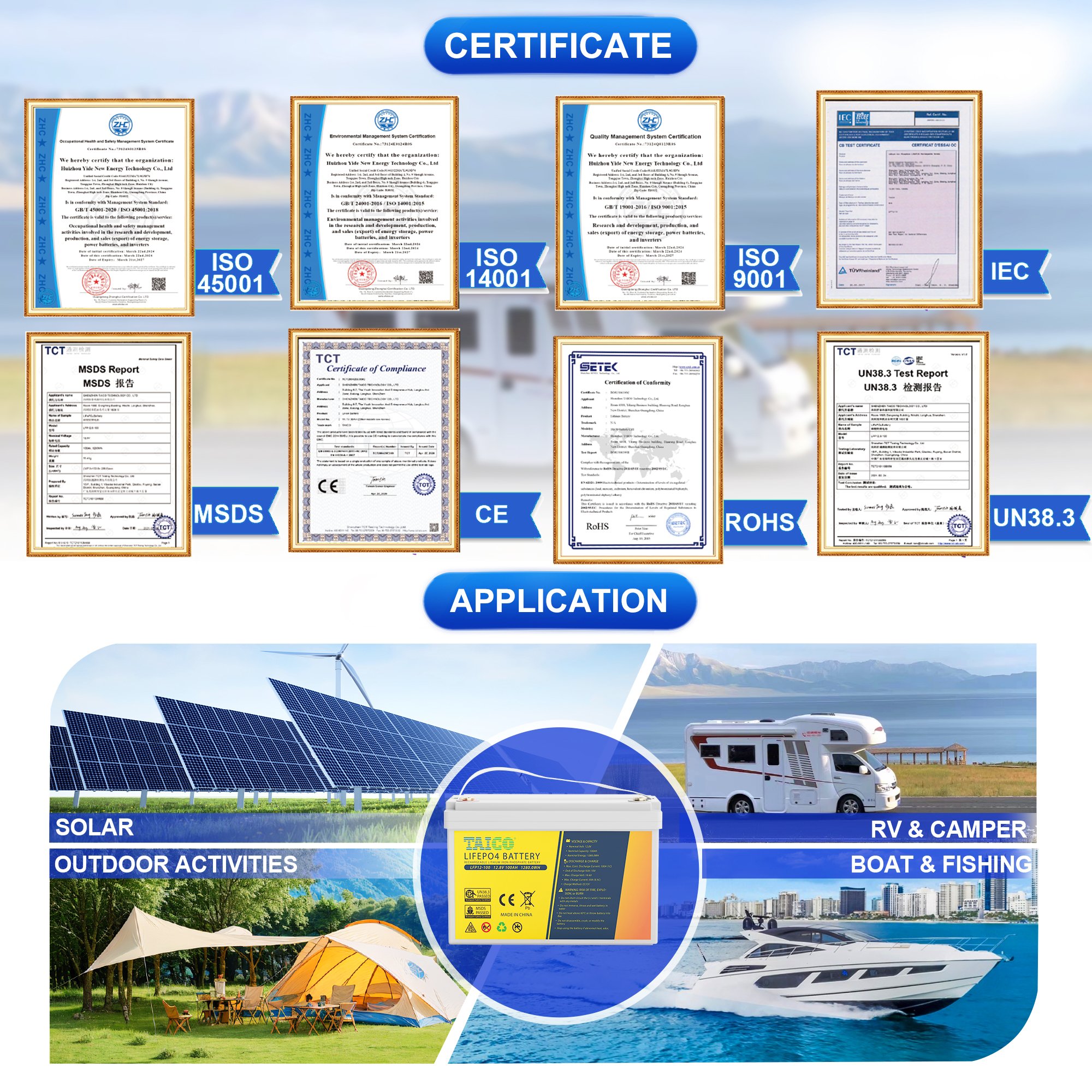 Deep Cycle Rechargeable Lithium-ion Lifepo4 12V 100Ah 150ah 200ah Lithium Battery