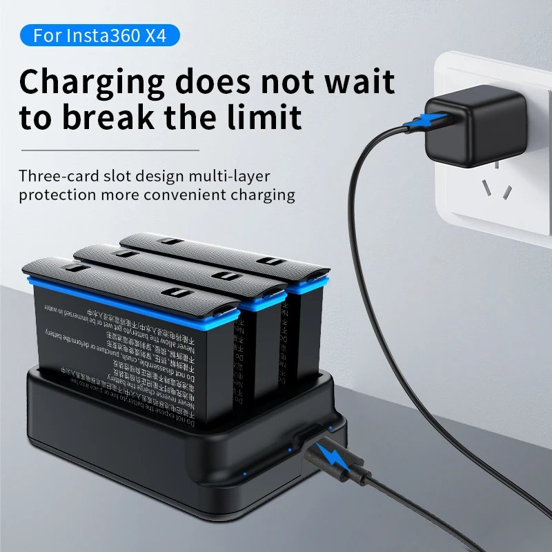 Fast Charger Hub For Insta360 X4 battery High Capacity Action camera 2290mAh Batteries Insta 360 ONE X 4 Power Accessories