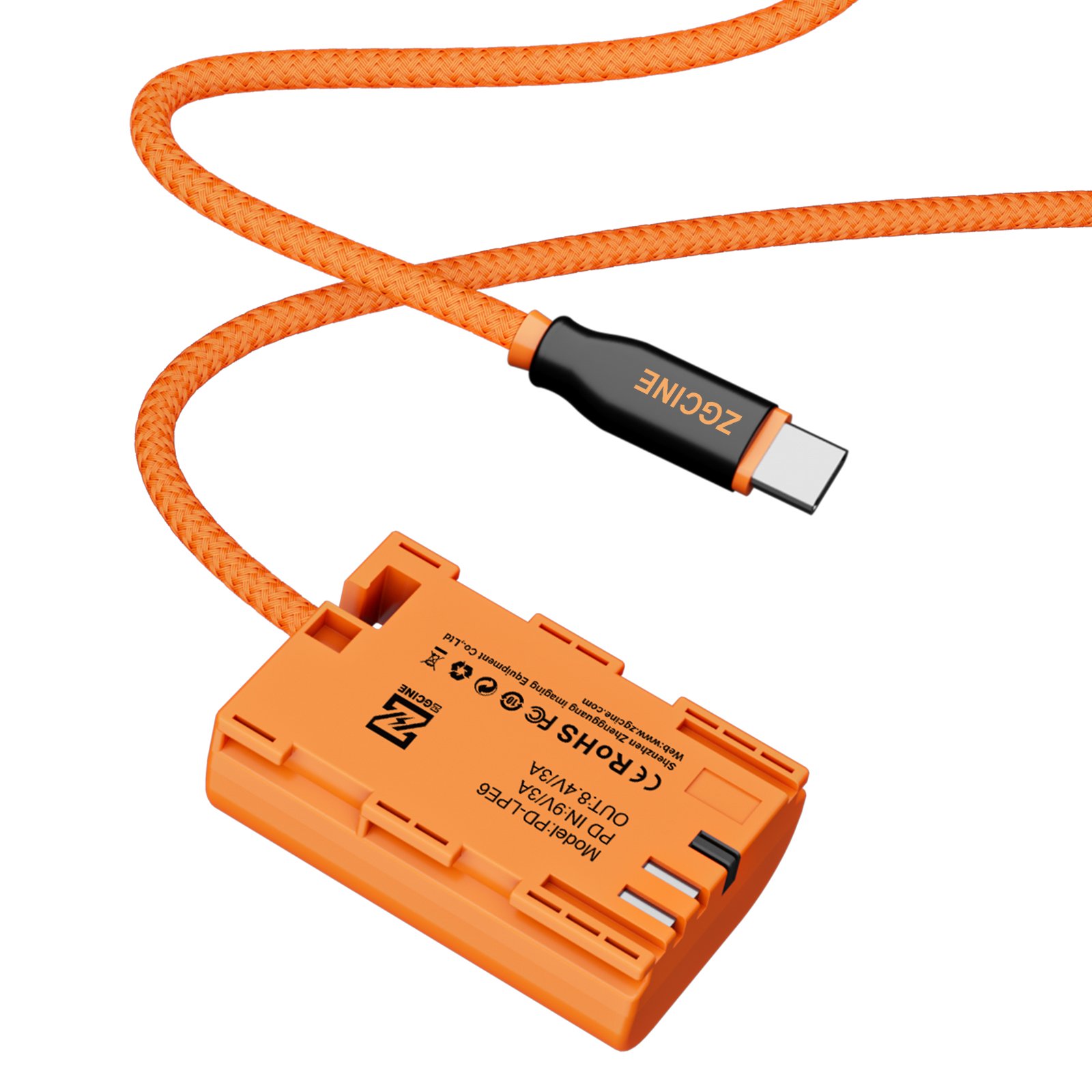 ZGCINE PD-LPE6 Dummy Battery Cable 180° Power Cable PD Input Camera Accessories Dummy Battery