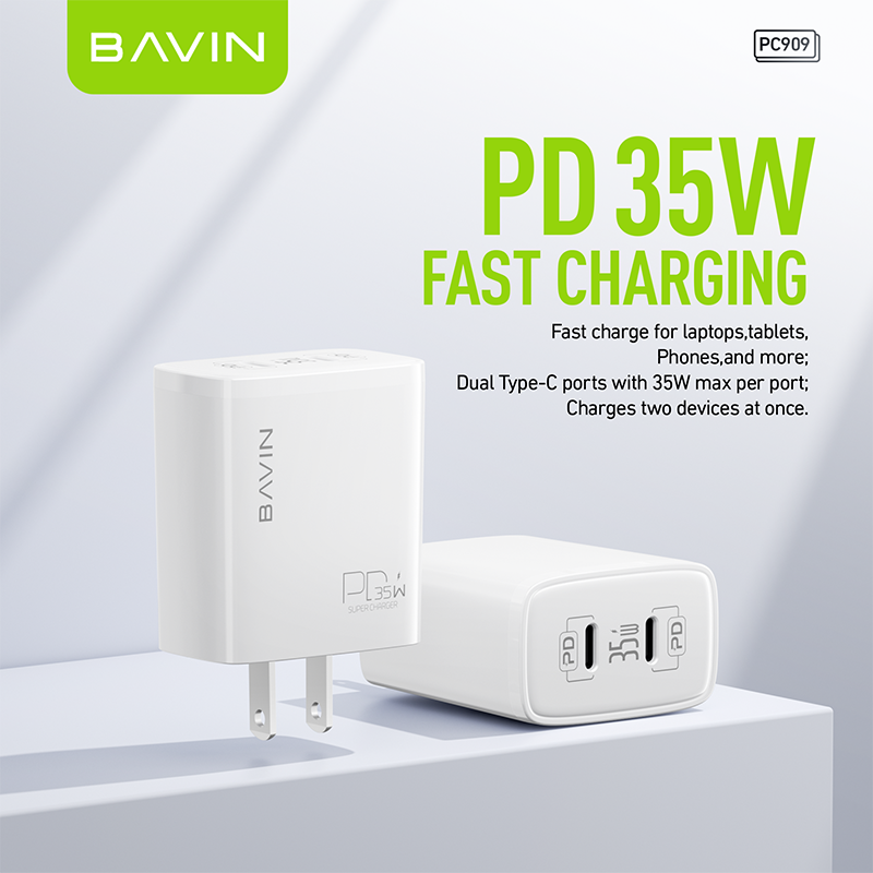 BAVIN high quality wholesale PC909 pd 35W usb c fast charging android mobile phone charger