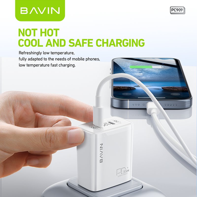 BAVIN high quality wholesale PC909 pd 35W usb c fast charging android mobile phone charger