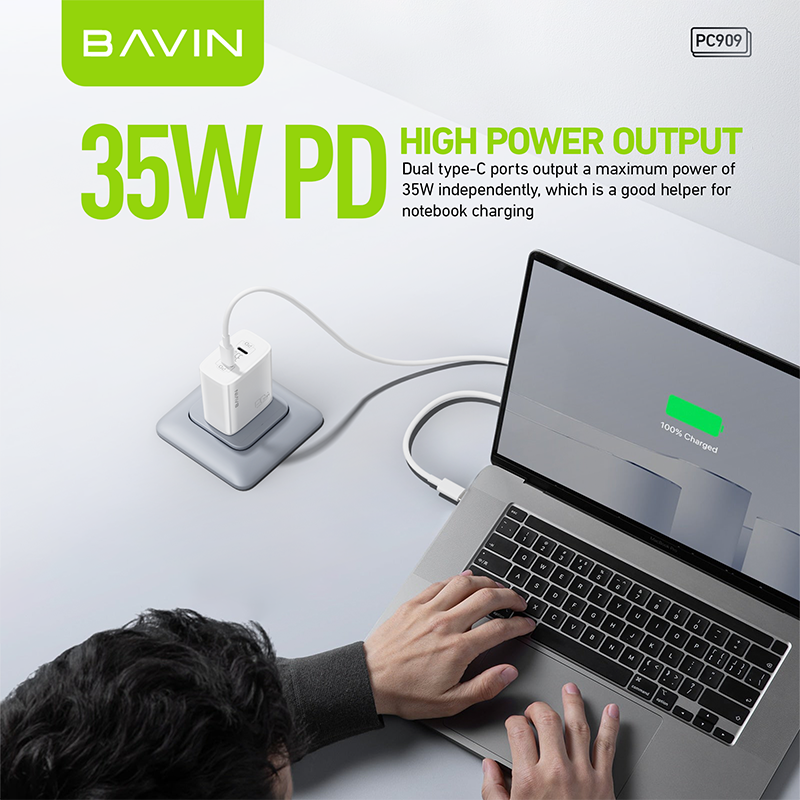 BAVIN high quality wholesale PC909 pd 35W usb c fast charging android mobile phone charger