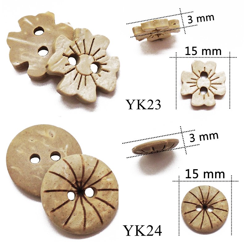 30 Pieces Each Pack Coconut Wooden Organic Shell Buttons For Children Handmade Craft Accessories