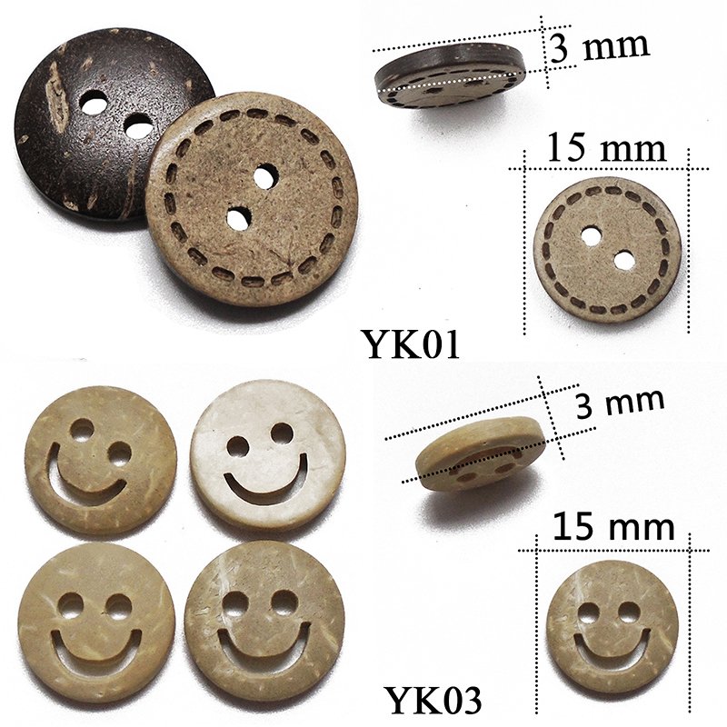 30 Pieces Each Pack Coconut Wooden Organic Shell Buttons For Children Handmade Craft Accessories