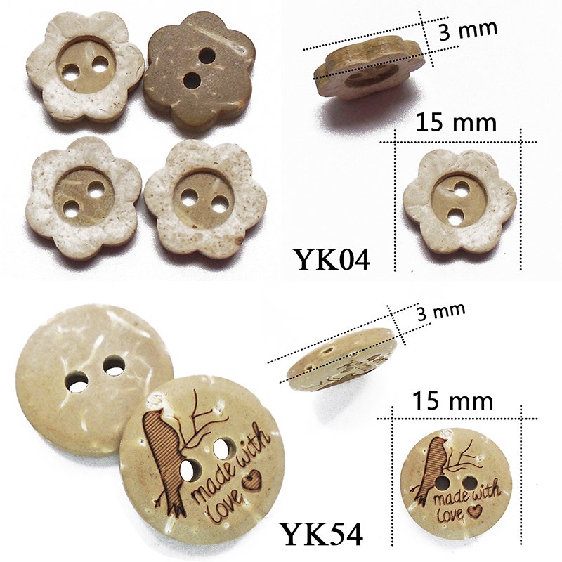 30 Pieces Each Pack Coconut Wooden Organic Shell Buttons For Children Handmade Craft Accessories