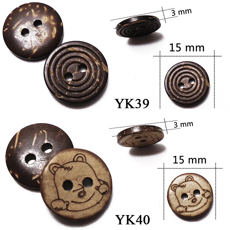 30 Pieces Each Pack Coconut Wooden Organic Shell Buttons For Children Handmade Craft Accessories