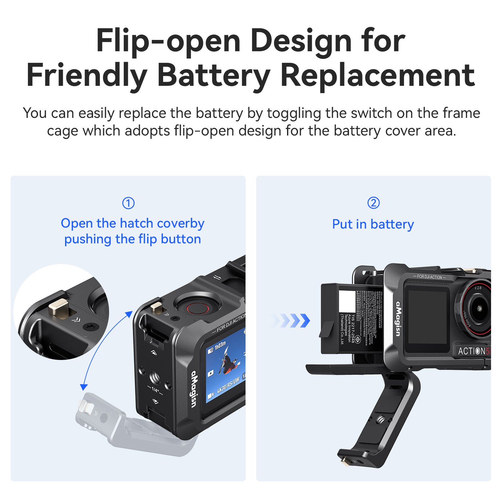 Lens Silicone Protective Case Flip-open Design Friendly Battery Metal Frame For Action 5 Pro/4/3 Sport Camera Accessories