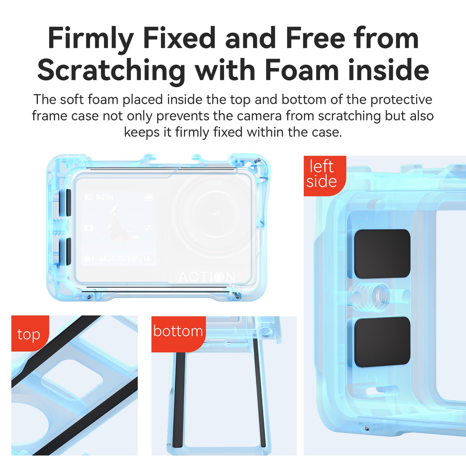 Lens Silicone Protective Case Flip-open Design Friendly Battery Metal Frame For Action 5 Pro/4/3 Sport Camera Accessories