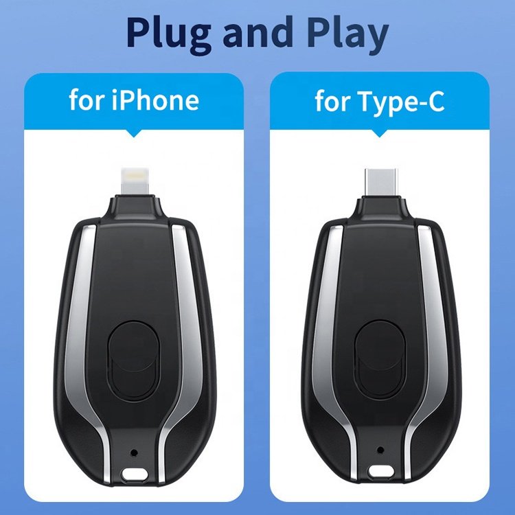 1500mAh Fast Charging Mini Emergency Portable Charger Keychain Power Bank For iPhone