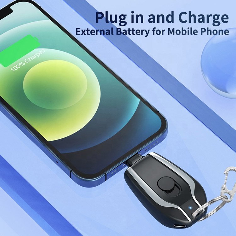 1500mAh Fast Charging Mini Emergency Portable Charger Keychain Power Bank For iPhone