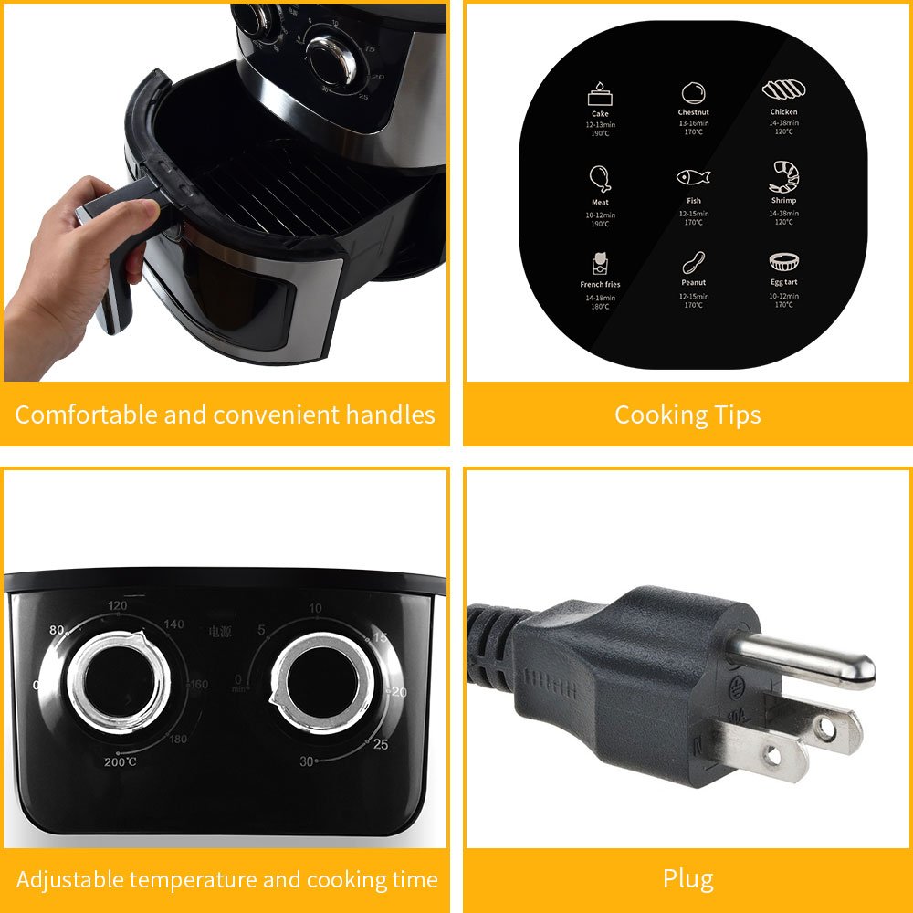 USA Free shipped kitchen accessories mechanical visualization 1400w 7L us plug Air fryer
