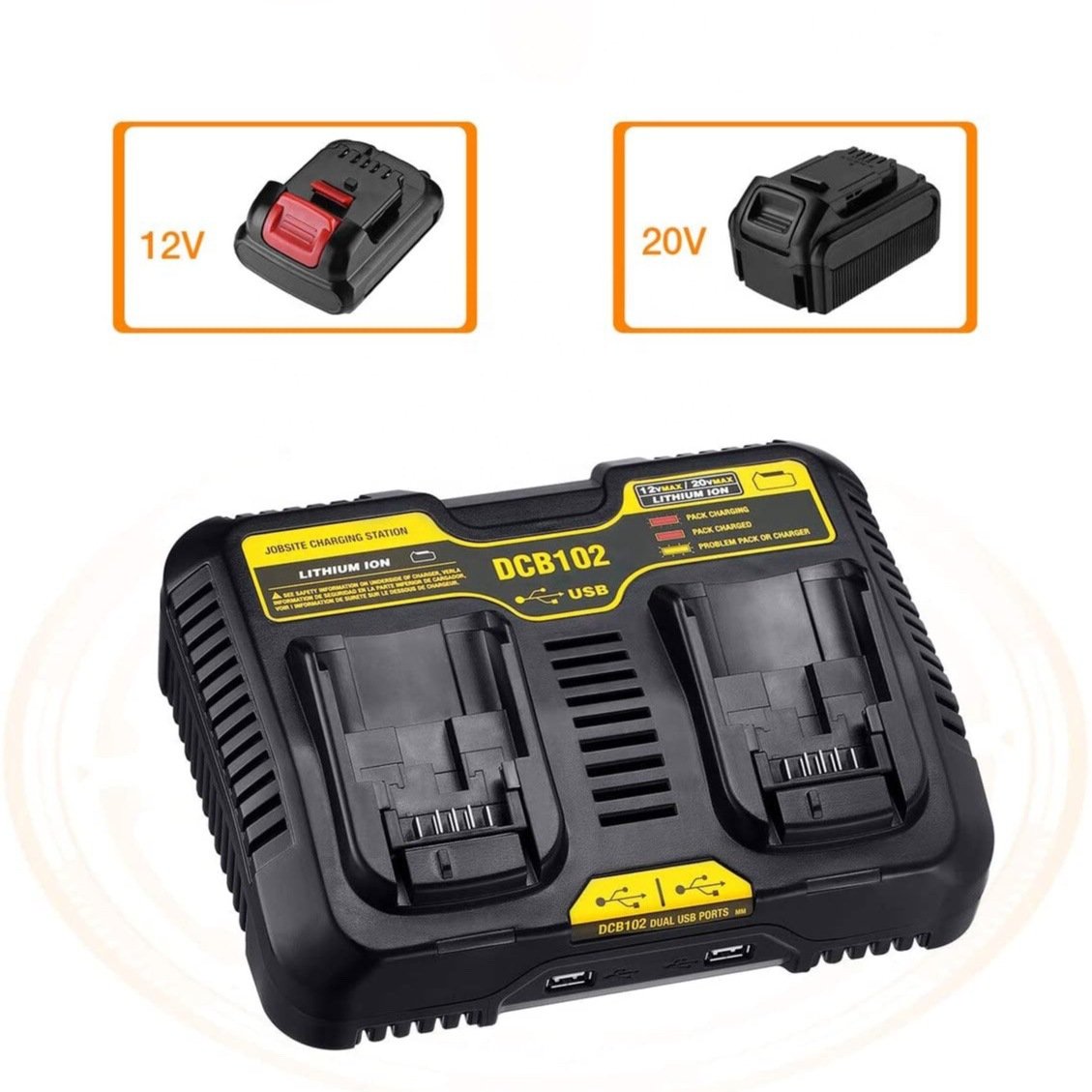 12V 20V Lithium-Ion Power tool Battery Charger For Dewalt Fast Charge DCB102 DCB112 DCB115 DCB118